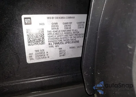 2023 Chevrolet Trailblazer Awd Rs из США, поврежденный, VIN KL79MUSL1PB183298